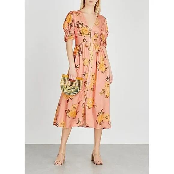 Keepsake Button Forever Floral Midi Dress 4 - Picture 1 of 10